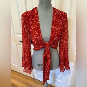 Urban‎ Outfitters Red Star Flare Sleeves Top XS Festival Party Summer Celebrate